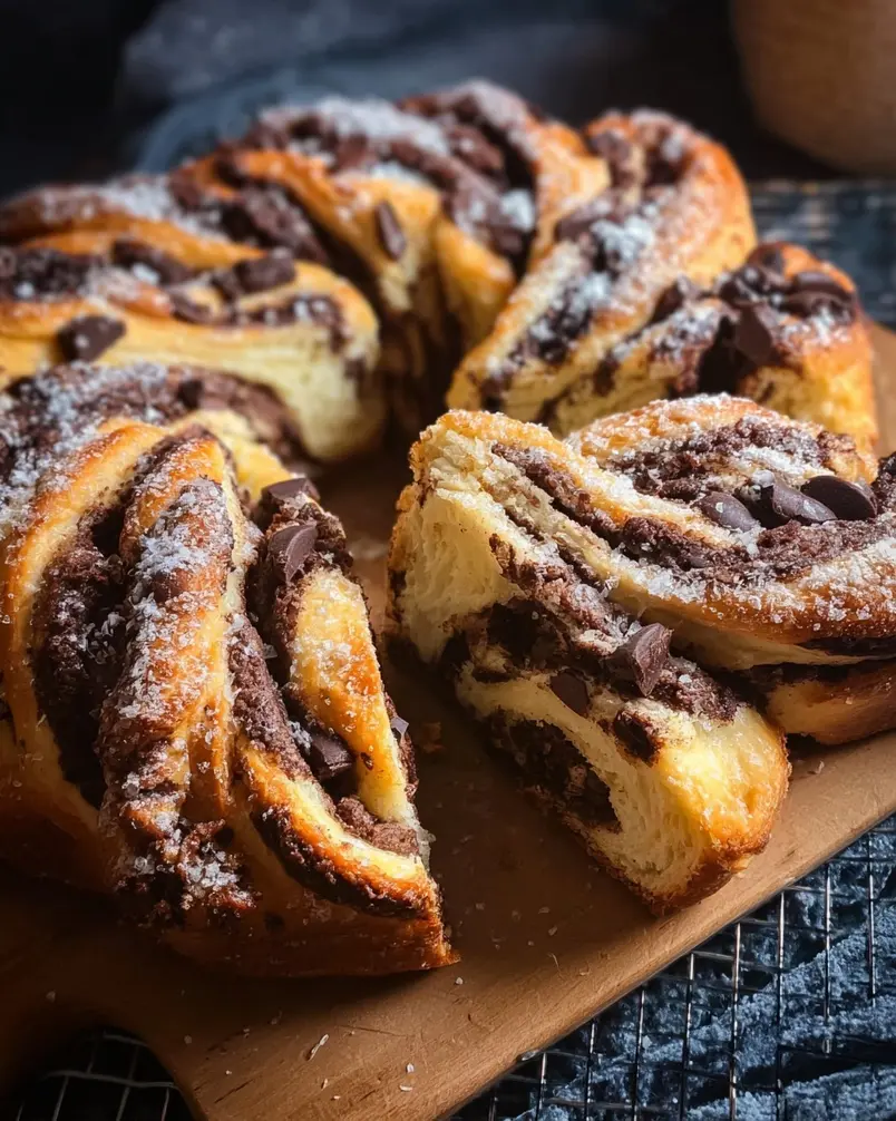 Chocolate Babka 2 Chocolate babka dough being shaped for baking