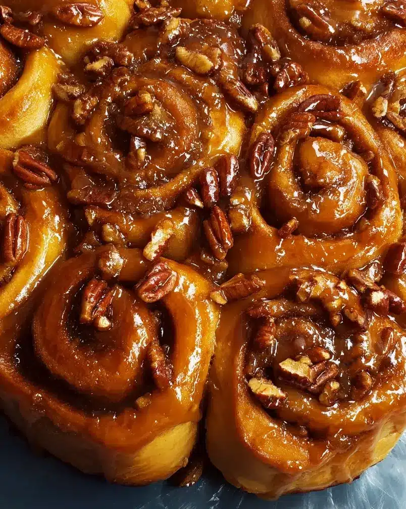 Sticky Buns 2 Close-up of ingredients for sticky buns laid out on a counter, including flour, butter, cinnamon, and a bowl of sugar.